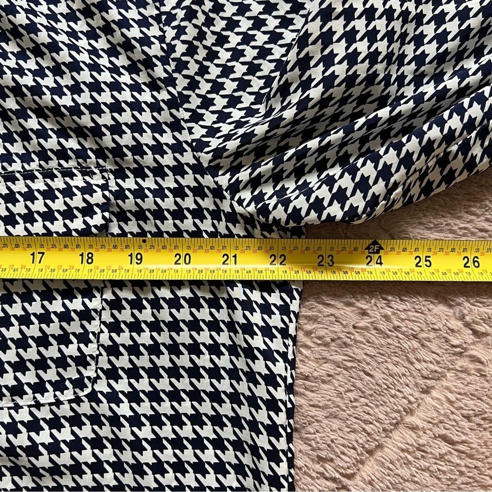 GAP Houndstooth Long Sleeve Blouse Preppy Minimalist Capsule Cottage Size L‎ - Picture 5 of 6